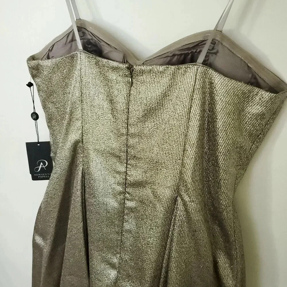 ADRIANNA PAPELL NEW Women's Size 10 Cocktail Dress Metallic Pleated Strapless - Picture 9 of 16